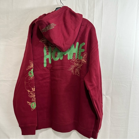 Boohoo Man Oversized Skull Homme Graphic Hoodie in Burgundy M or L - Picture 3 of 12